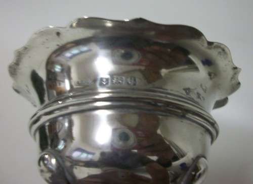 99 YRS Old! Silver (Birmingham 1919) Salt and Pepper Pots, with org. Blue Glass liners