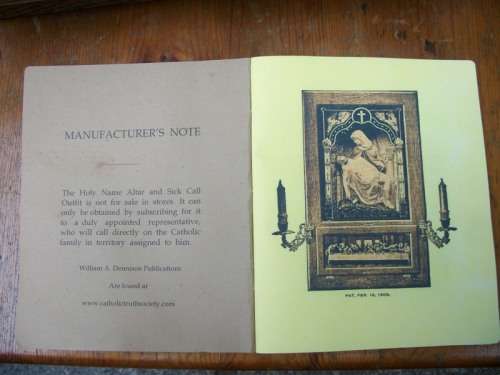 c1909 - Antique Holy Name Altar and Sick Call Outfit -Wood, Glass, Metal, Chalkware 59cm tall, 4.5kg