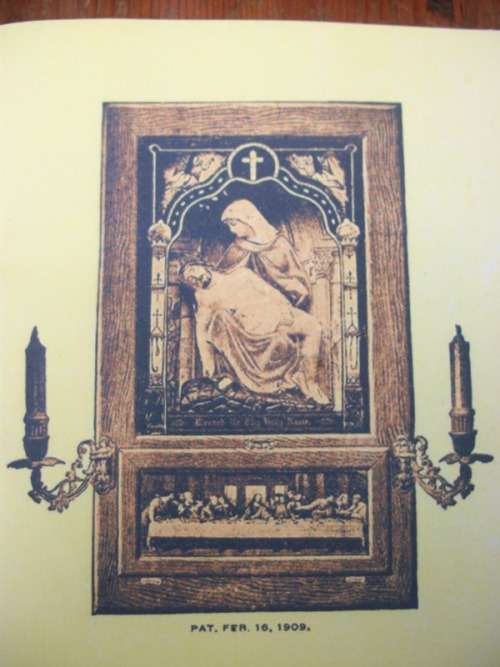 c1909 - Antique Holy Name Altar and Sick Call Outfit -Wood, Glass, Metal, Chalkware 59cm tall, 4.5kg