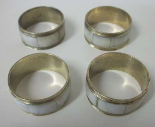Mother of Pearl and Brass Napkin rings - Wow!