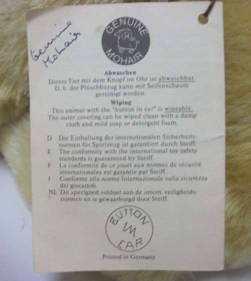 R3000! Genuine Steiff Cone Nose Teddy Bear 0165/38  - 37cm - Replica of 1909 Bear - Wool and Cotton