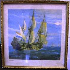 Ship Print (De Aemilia)- Framed behind Glass - Crazy R1 N/R