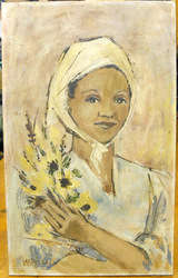 M Cotze - "Malay Woman" Original Oil on Board, signed, dated - Wow R1 N/R!!!