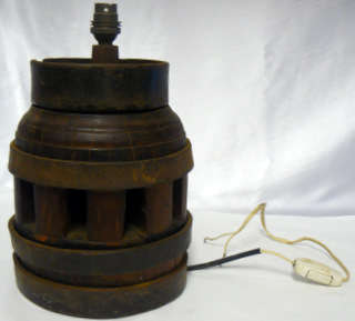 Heavy OX WAGON  Wheel Hub fitted as a lamp - Wood and Metal - Rare and Collectible!