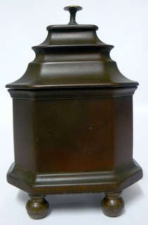 ***R1875*** 1870's Era Solid Brass Chinese Pagoda Tea Caddy - Rare and Collectible!