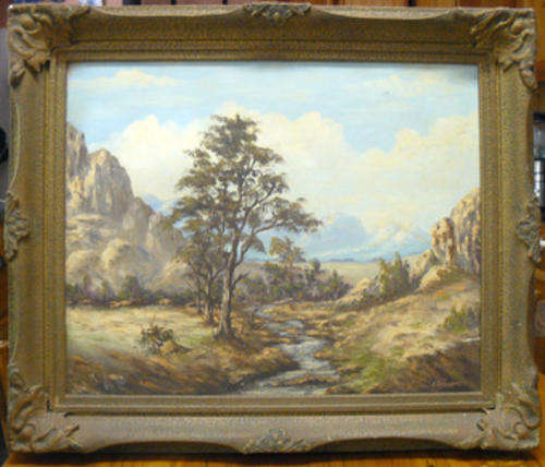 C A Savorelli - Oil on Board of a Landscape with River, Signed, Ornately Framed - Crazy R1 N/R!!!