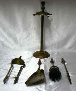 Solid Brass - Complete Vintage Set of Fire Irons on Stand - Madness R1 N/R