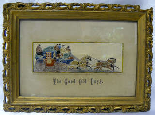 **R2100**Thomas Stevens "Stevengraph" Embroidery on Silk "The Good Old Days" - Original Frame!