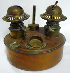 Vintage Copper and Brass Oil Lamp with Double Wick - RARE and Collectible!!!