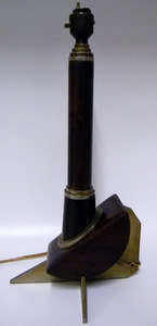1930's Era - Art Deco Table Lamp - Wood and Brass (40cm tall, 1.8kg) - Stunning!