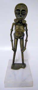 Solid Brass Figure of a Woman on a Carrara Marble Base (22.5cm tall) - Stunning!