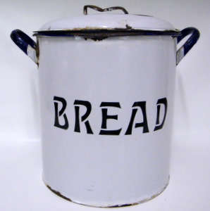 Vintage - Large Enamel Ware Bread Bucket with Lid - RARE and Collectible!!!