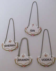 VINTAGE - Fine Bone  China Labels for your Liquor Bottles (Made in England) - RARE