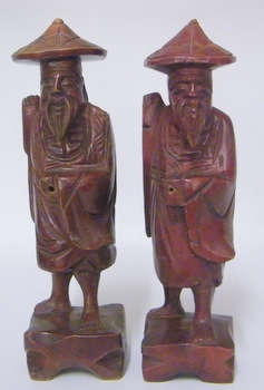 2 Hand Carved Chinese Figures (29cm tall) - Nice!