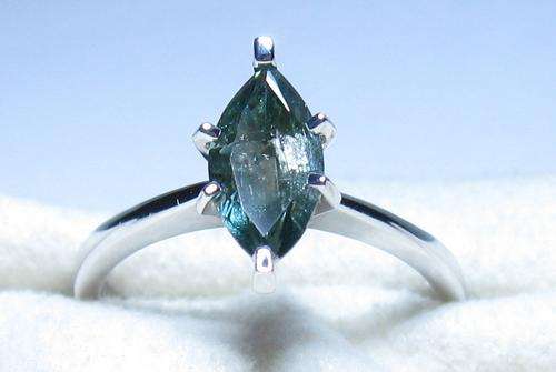 ***1.00ct MARQUISE CUT GREEN DIAMOND 14k WHITE GOLD RING***