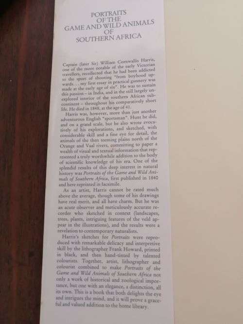 PORTRAITS OF GAME AND WILD ANIMALS OF SOUTHERN AFRICA - Captain w Cornwallis Harris