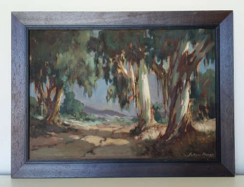 ORIGINAL JOHAN OLDERT OIL ON BOARD - GUM TREE SCENE