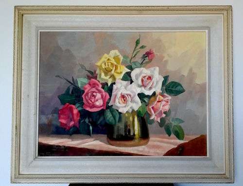 MID-YEAR SALE!!! ORIGINAL DINO PARAVANO (B.1935) STILL LIFE WITH ROSES ***VALUE R20 000***