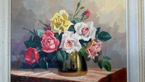 MID-YEAR SALE!!! ORIGINAL DINO PARAVANO (B.1935) STILL LIFE WITH ROSES ***VALUE R20 000***