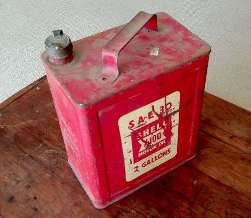 Vintage 2 Gallon Shell X-100 S.A.E. Motor Oil Tin
