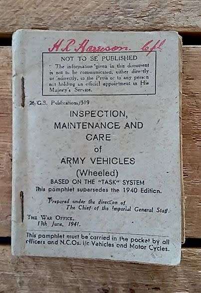 1941 Stamped WW2 Issue - Inspection, Maintenance and Care of Army Vehicles (Wheeled)