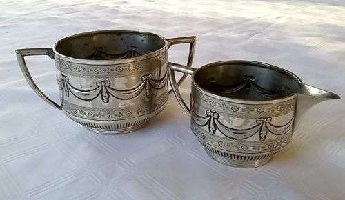 Antique Martin, Hall & Co. Silver Plate Milk Jug and Sugar Bowl