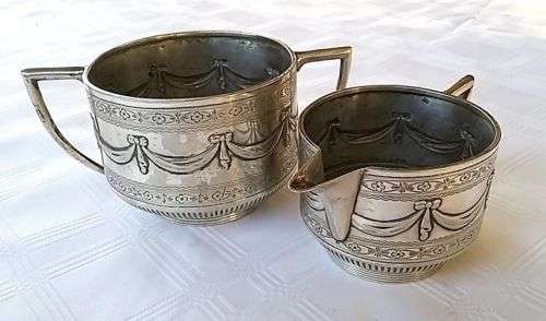 Antique Martin, Hall & Co. Silver Plate Milk Jug and Sugar Bowl