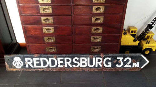 142cm AA Reddersburg '32 Miles' Enamel Road Sign