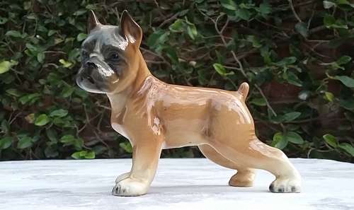 Adorable Porcelain Figure of a Boxer Dog
