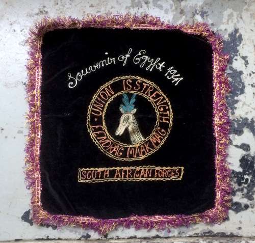 ORIGINAL WW2 EMBROIDERED UNION IS STRENGTH SOUTH AFRICAN ARMED FORCES SOUVENIR (SADF)