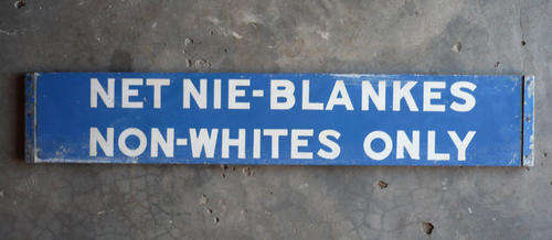 ORIGINAL DOUBLE SIDED APARTHEID SOUTH AFRICAN RAILWAYS 'NON-WHITES' AND 'WHITES ONLY' SIGN (SAR)(SAS