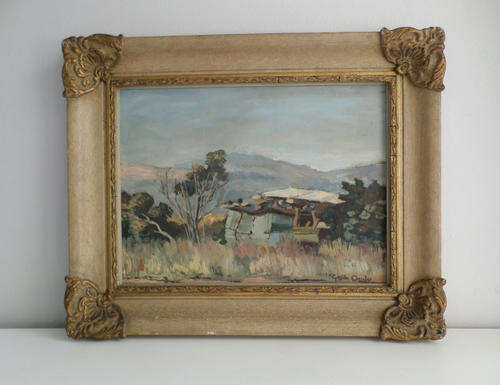 ORIGINAL GERDA PITLO OERDER LANDSCAPE OF HUT IN VELD (FRANS OERDER-ESME BURMAN-PIERNEEF-VAN WOUW)