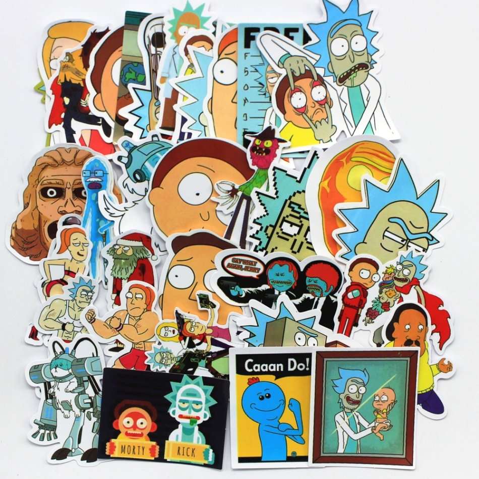 35 pcs Rick & Morty Waterproof Decal Stickers for Notebook Skateboard Motorcycle Luggage Car Fridge