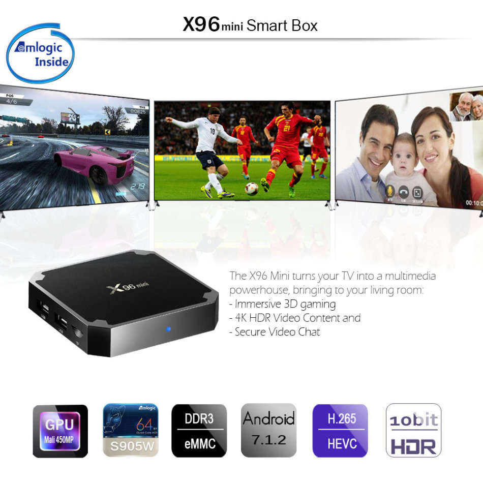 X96 Mini 1GB/2GB RAM 8GB/16GB ROM Quad Core True 4K Smart TV Android OTT Box Android 7.1
