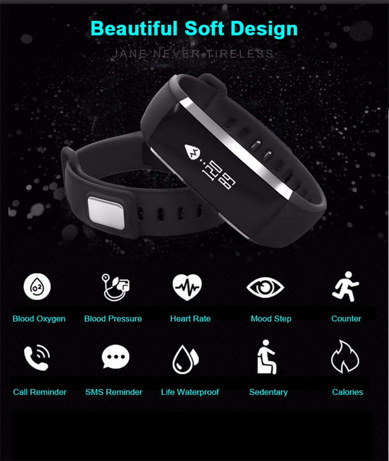 Fitbit Style Waterproof Smartband w/ Built-in Blood Pressure Monitor & Real-Time Heart Rate Monitor