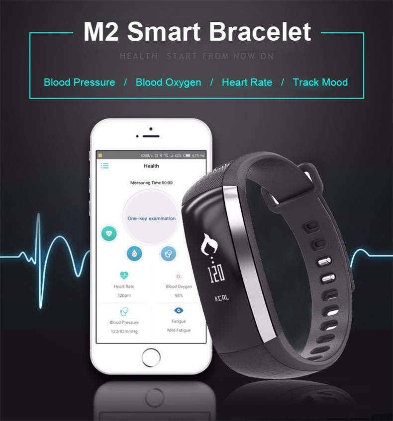 Fitbit Style Waterproof Smartband w/ Built-in Blood Pressure Monitor & Real-Time Heart Rate Monitor