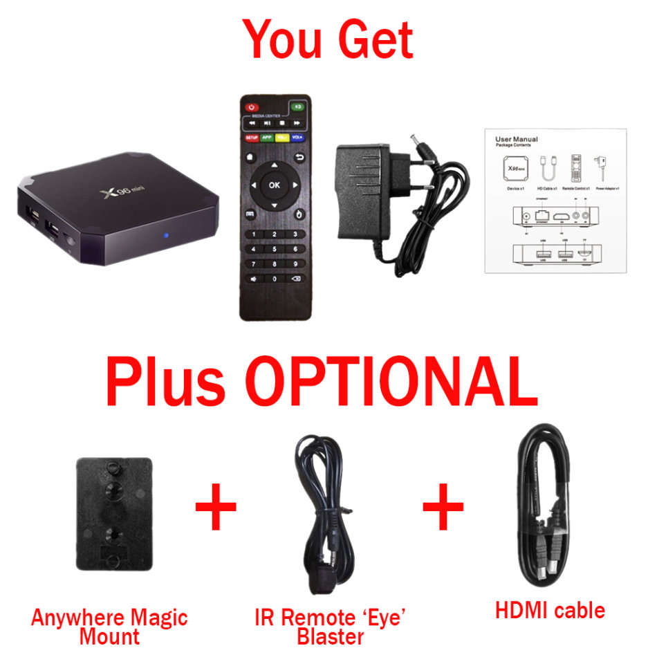 X96 Mini 1GB/2GB RAM 8GB/16GB ROM Quad Core True 4K Smart TV Android OTT Box Android 7.1