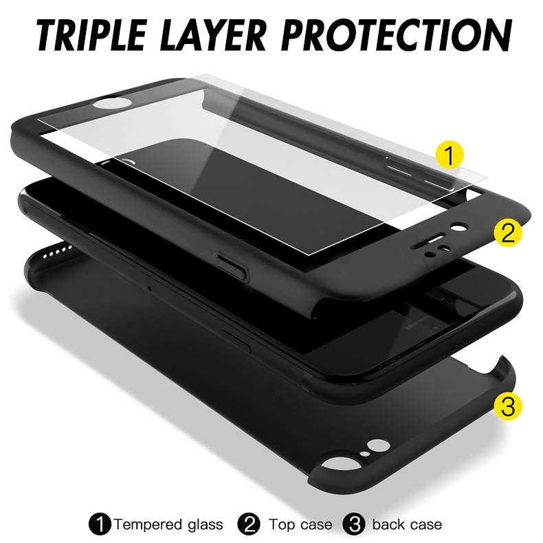 Triple Layer Luxury 360° Degree Full Case For  iPhone 5 5S SE iPhone 7 7 Plus 6 6S Plus