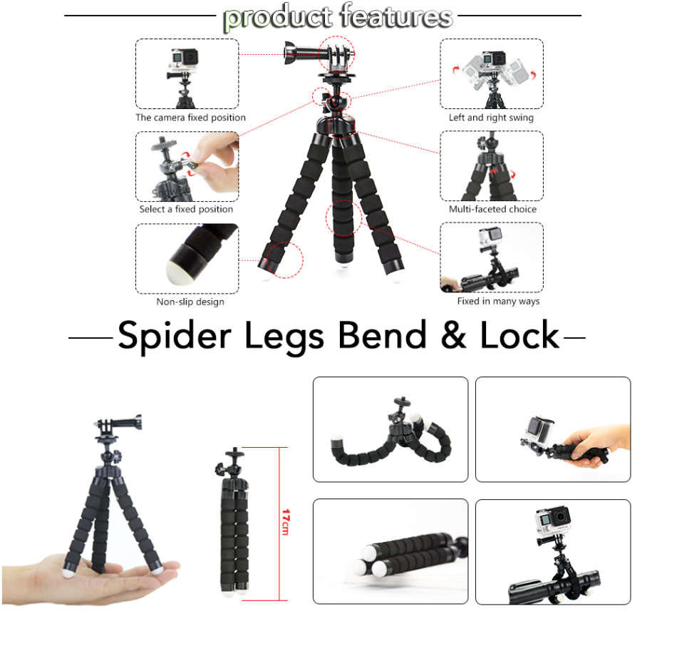 Action Camera Mount Mega Bundle | Head & Body Mount | Universal Compatibility | incl. Posable Tripod