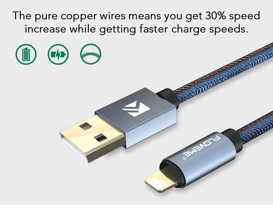 Apple Lightning-to-USB Cable | Durable Denim Design | 18K Gold Plated  | 5V 2.1A | LOCAL STOCK