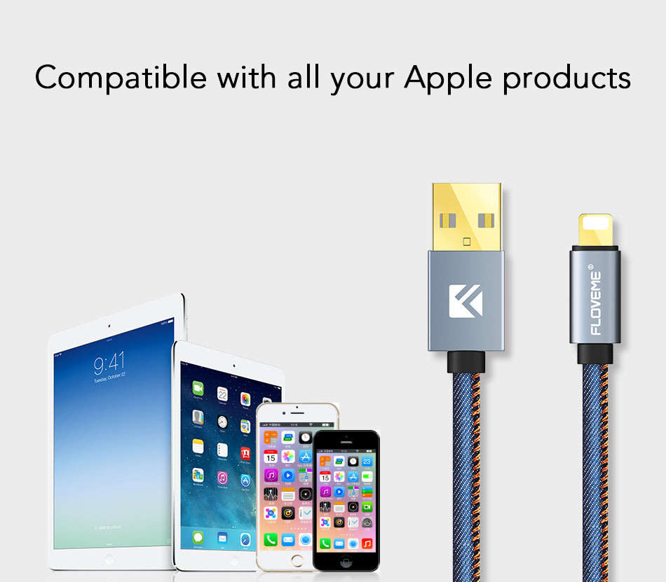 Apple Lightning-to-USB Cable | Durable Denim Design | 18K Gold Plated  | 5V 2.1A | LOCAL STOCK