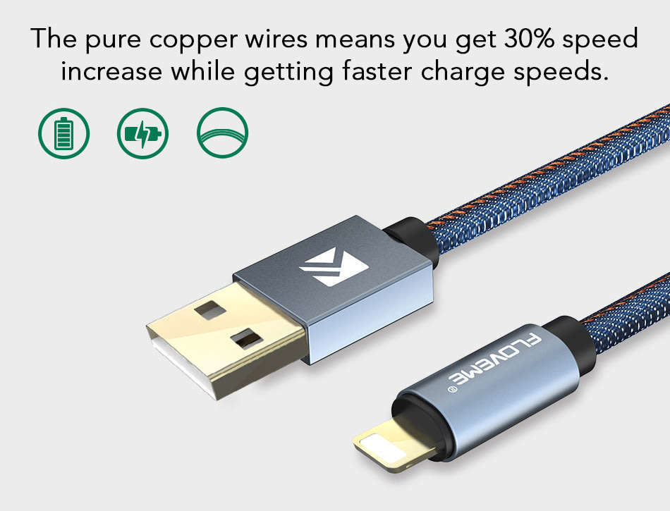 Apple Lightning-to-USB Cable | Durable Denim Design | 18K Gold Plated  | 5V 2.1A | LOCAL STOCK