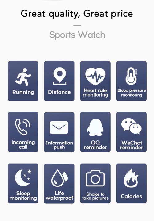 Smart Watch Fitness Tracker For Android | Heart Rate and Blood Pressure Monitor | Shake For Pictures