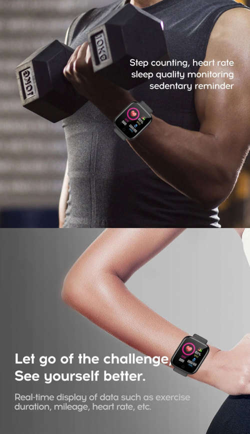 Smart Watch Fitness Tracker For Android | Heart Rate and Blood Pressure Monitor | Shake For Pictures