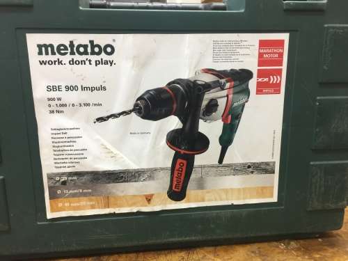 High powered Metabo corded Drill with metabox, for brick walls, steel and wood