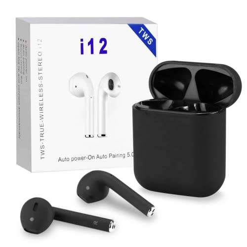 i12 TWS Wireless Bluetooth Ear Pods with Charging Box (Black or Gold)