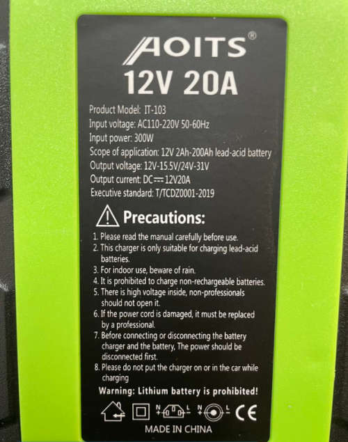 12V 20Ah - 100Ah Intelligent Pulse Repair Charger