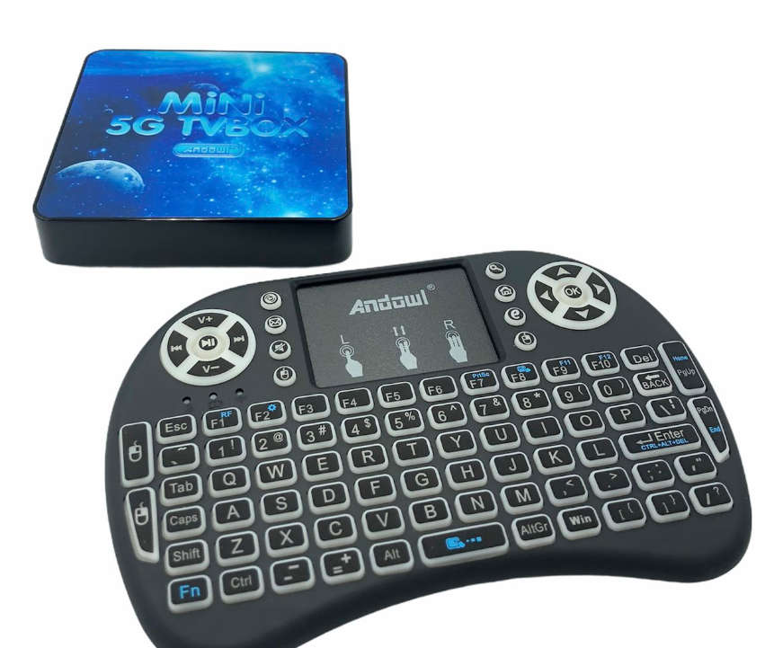 Andowl Q5G Mini 6K UHD Android 13 TV Box - WITH RGB Wireless Keyboard