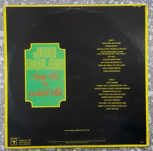 JOE DOLAN - HIS 20 GREATEST HITS Vinyl, LP, Compilation, Stereo Country: South Africa Released: 1980