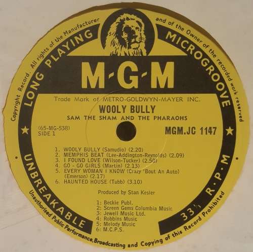 SAM THE SHAM AND THE PHARAOHS - WOOLY BULLY , LP, Album, Mono Country: South Africa Released: 1965